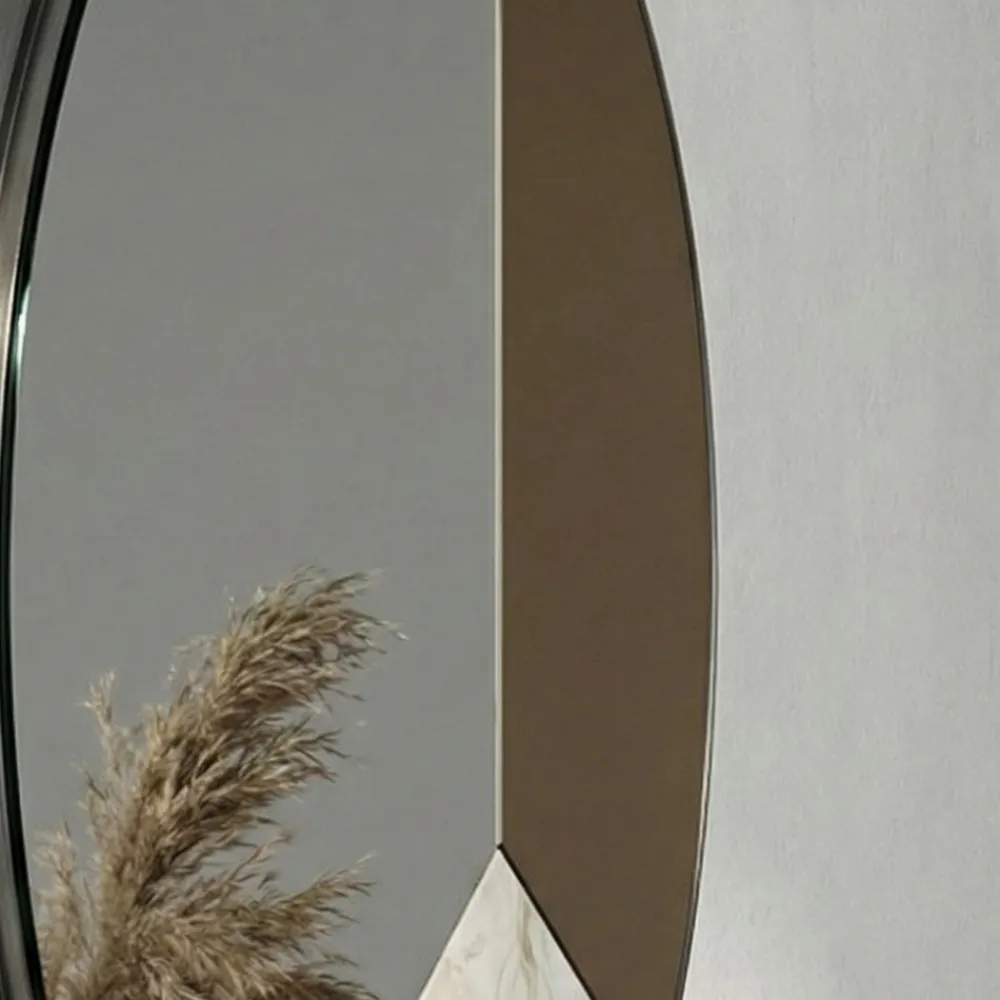 Specchi Da Parete-Selezionato da Mazzolaluce Specchio da parete design moderno 100cm rotondo bronzo-marmo