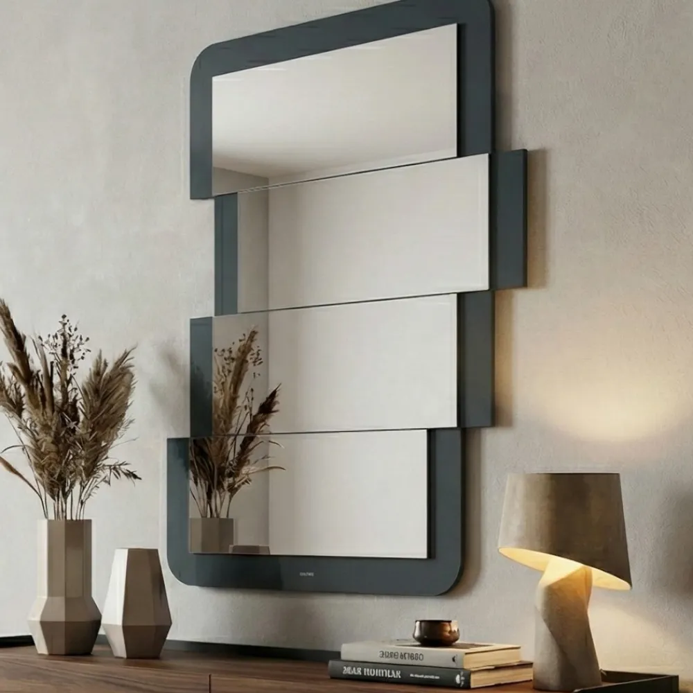 Specchi Da Parete-Selezionato da Mazzolaluce Specchio da parete design moderno 63x82 colore petrolio per ingresso