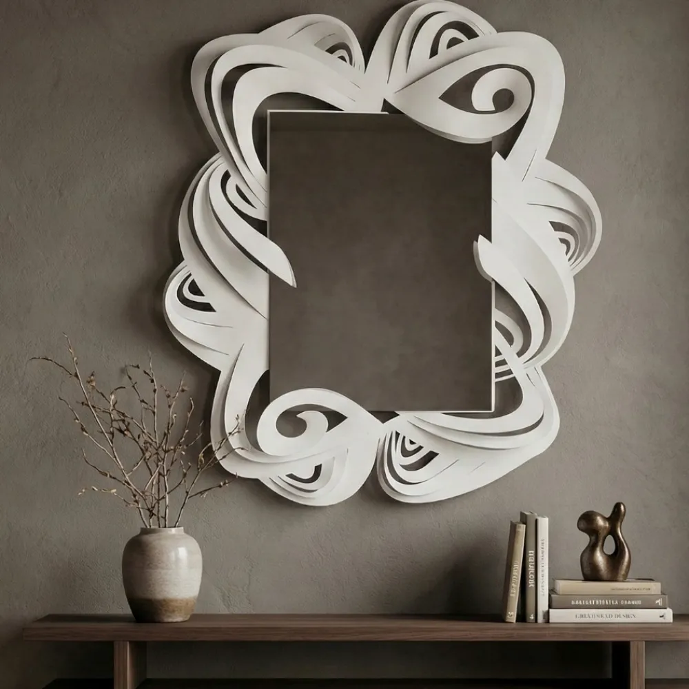 Specchi Da Parete-Selezionato da Mazzolaluce Specchio da parete design moderno in metallo bianco