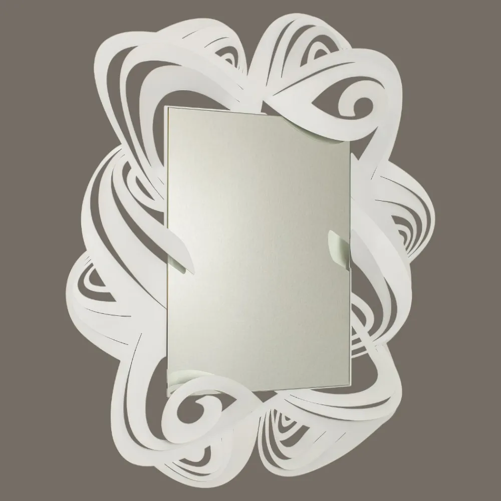 Specchi Da Parete-Selezionato da Mazzolaluce Specchio da parete design moderno in metallo bianco