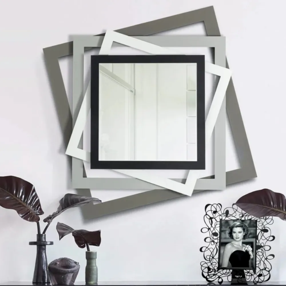 Specchi Da Parete-Selezionato da Mazzolaluce Specchio da parete design 87x87 fango alluminio bianco marmo nero