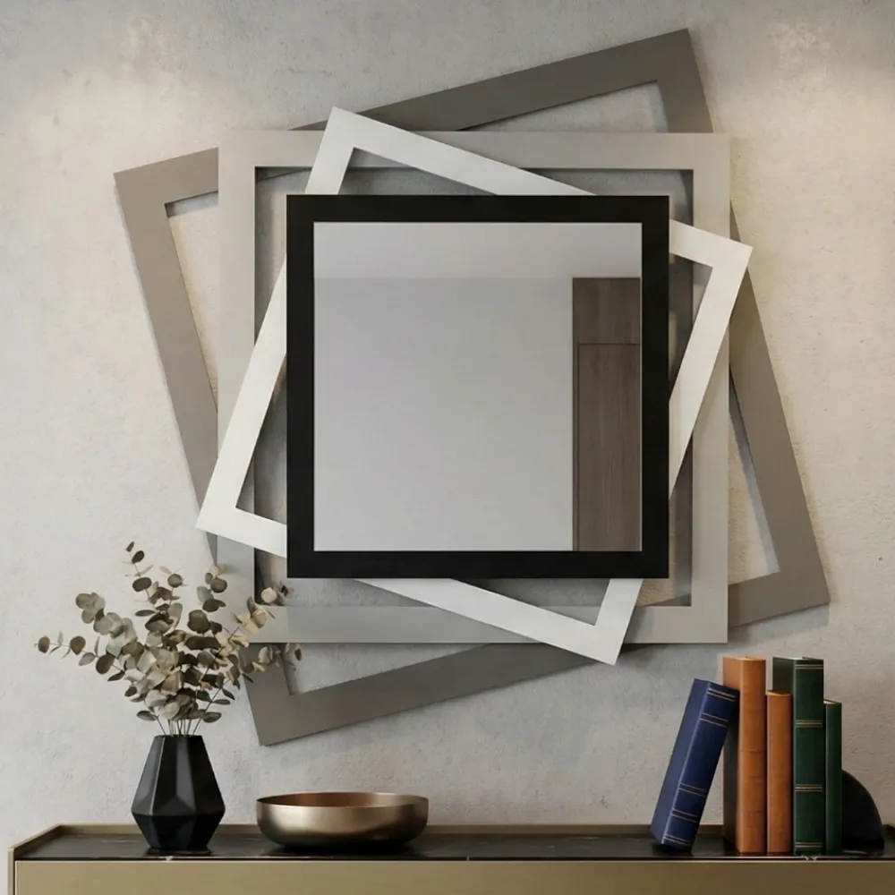 Specchi Da Parete-Selezionato da Mazzolaluce Specchio da parete design 87x87 fango alluminio bianco marmo nero