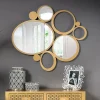 Specchi Da Parete-Selezionato da Mazzolaluce Specchio da parete grande 90x79 cerchi oro design moderno
