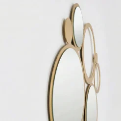 Specchi Da Parete-Selezionato da Mazzolaluce Specchio da parete grande 90x79 cerchi oro design moderno