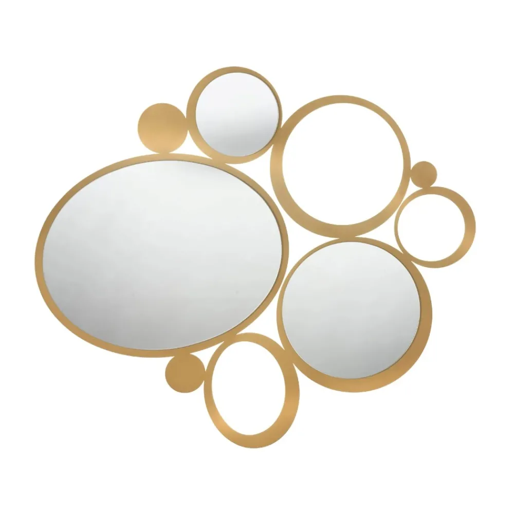 Specchi Da Parete-Selezionato da Mazzolaluce Specchio da parete grande 90x79 cerchi oro design moderno