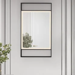 Specchi Da Parete-Selezionato da Mazzolaluce Specchio da parete moderno nero touch led 4000k ip44 antiappannamento