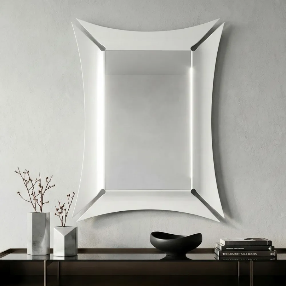Specchi Da Parete-Selezionato da Mazzolaluce Specchio da parete per ingresso design bianco 70x100