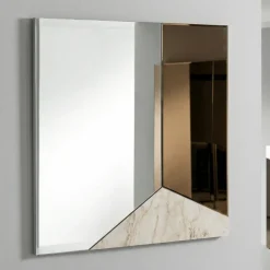 Specchi Da Parete-Selezionato da Mazzolaluce Specchio da parete quadrato 100cm bronzo - marmo laminato avorio