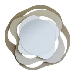 Specchi Da Parete-Selezionato da Mazzolaluce Specchio da parete rotondo design onde beige sabbia bianco 83x80