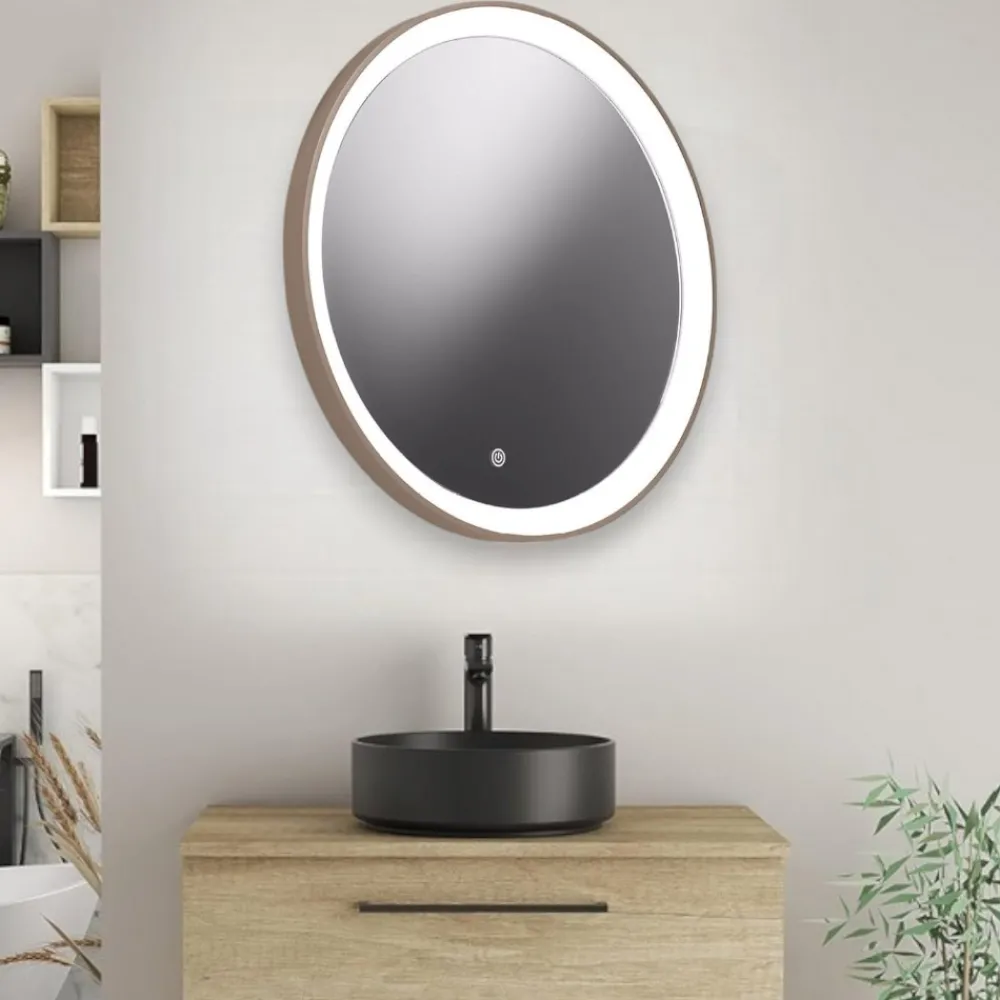 Specchi Da Parete-Vivida International Specchio da parete rotondo sabbia vivida lifering led 25w 3000k per camera da letto