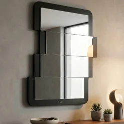 Specchi Da Parete-Selezionato da Mazzolaluce Specchio nero da parete design moderno 63x82 zig zag