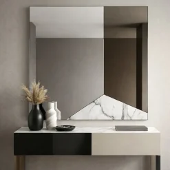 Specchi Da Parete-Selezionato da Mazzolaluce Specchio quadrato da parete 80cm design fume - marmo laminato
