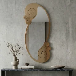 Specchi Da Parete-Selezionato da Mazzolaluce Specchio verticale da parete 130x63 design foglia oro per ingresso
