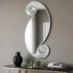 Specchi Da Parete-Selezionato da Mazzolaluce Specchio verticale 63x130 contemporaneo foglia argento per ingresso