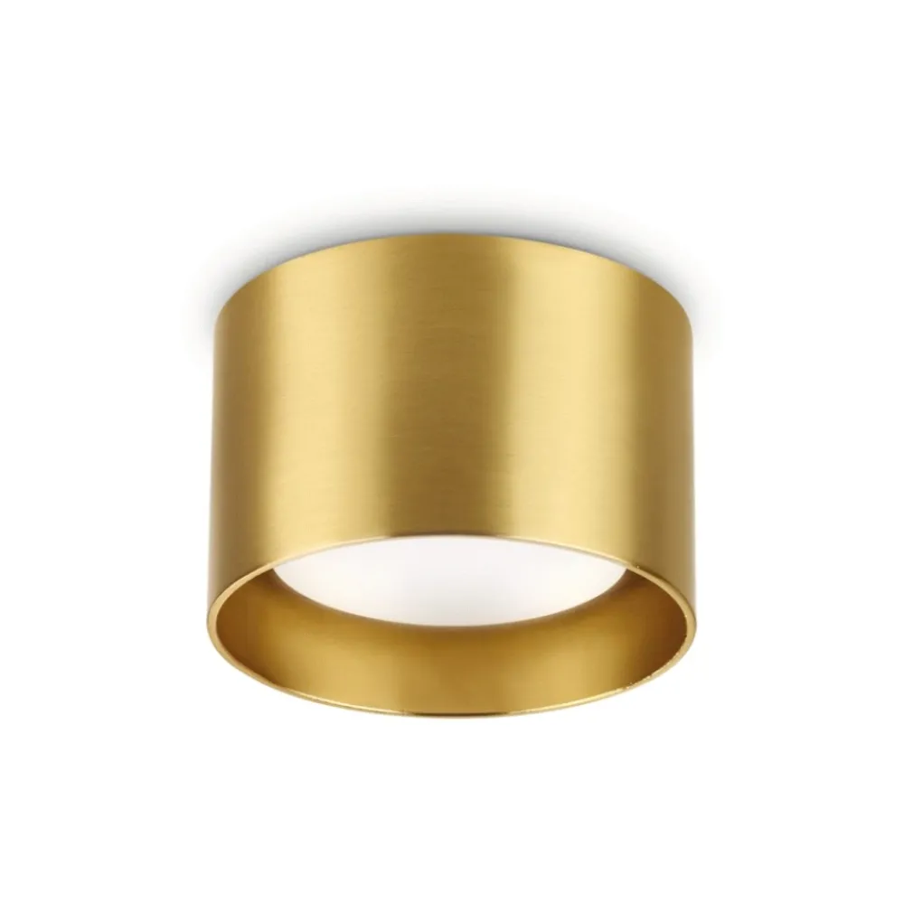 Faretti Da Soffitto-Ideal Lux Spike pl1 ottone faretto cilindro da soffitto oro gx53 9w 3000k