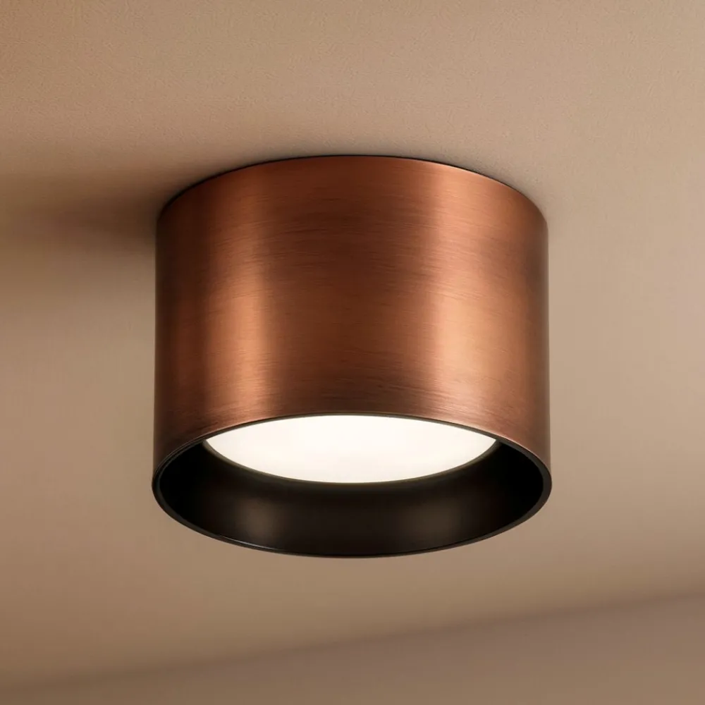 Faretti Da Soffitto-Ideal Lux Spike pl1 round faretto tondo rame