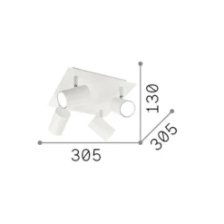 Plafoniere Moderne-Ideal Lux Spot pl4 plafoniera per cucina con faretti direzionabili