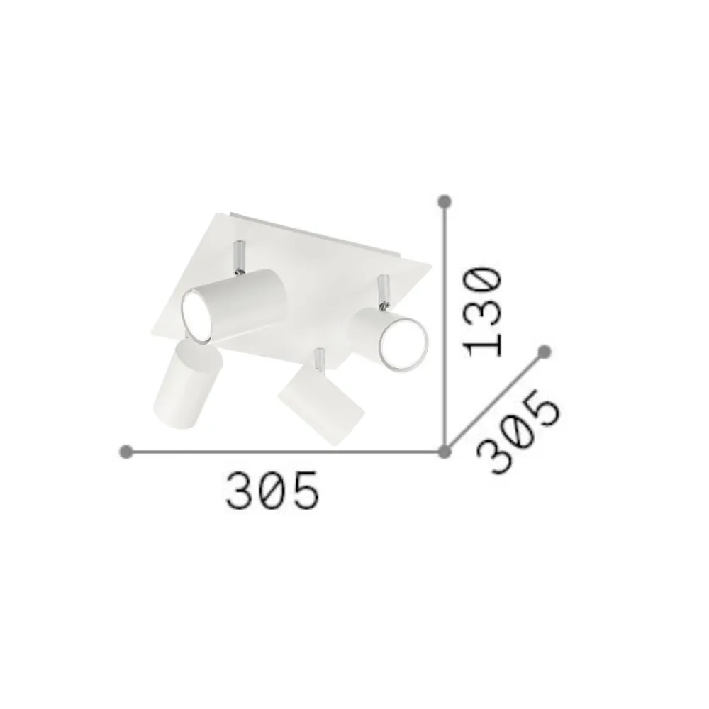 Plafoniere Moderne-Ideal Lux Spot pl4 plafoniera per cucina con faretti direzionabili