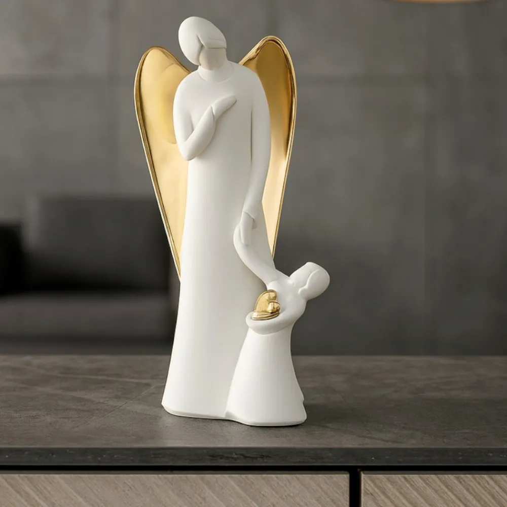 Soprammobili Moderni-Bongelli Preziosi Statuetta angelo bimbo scultura ali oro