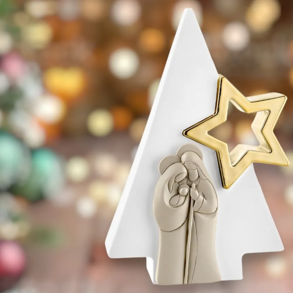 Presepi Di Natale-Bongelli Preziosi Statuetta presepe di natale h13 natività bianco nocciola