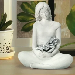 Soprammobili Moderni-Bongelli Preziosi Statuina maternita seduta bimbo argento h26