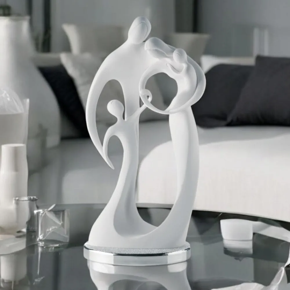 Soprammobili Moderni-Bongelli Preziosi Statuina moderna famiglia maxi bianca argento