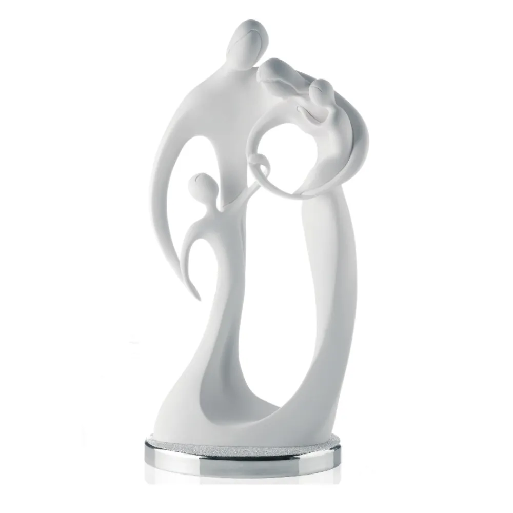 Soprammobili Moderni-Bongelli Preziosi Statuina moderna famiglia maxi bianca argento