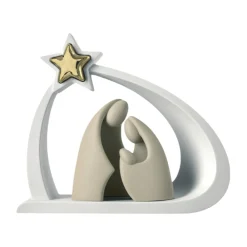 Presepi Di Natale-Bongelli Preziosi Statuina presepe moderno bianco oro nocciola h13