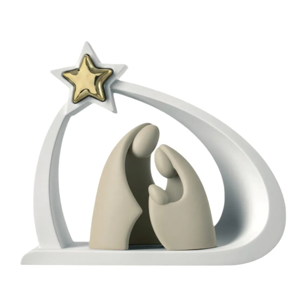 Presepi Di Natale-Bongelli Preziosi Statuina presepe moderno bianco oro nocciola h13