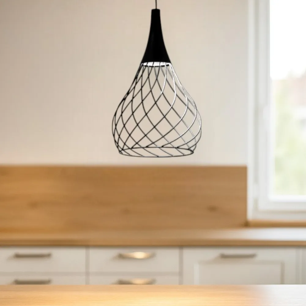 Lampadari Cucina-Stilnovo mongolfier lampadario da cucina nero led 3000k dimmerabile