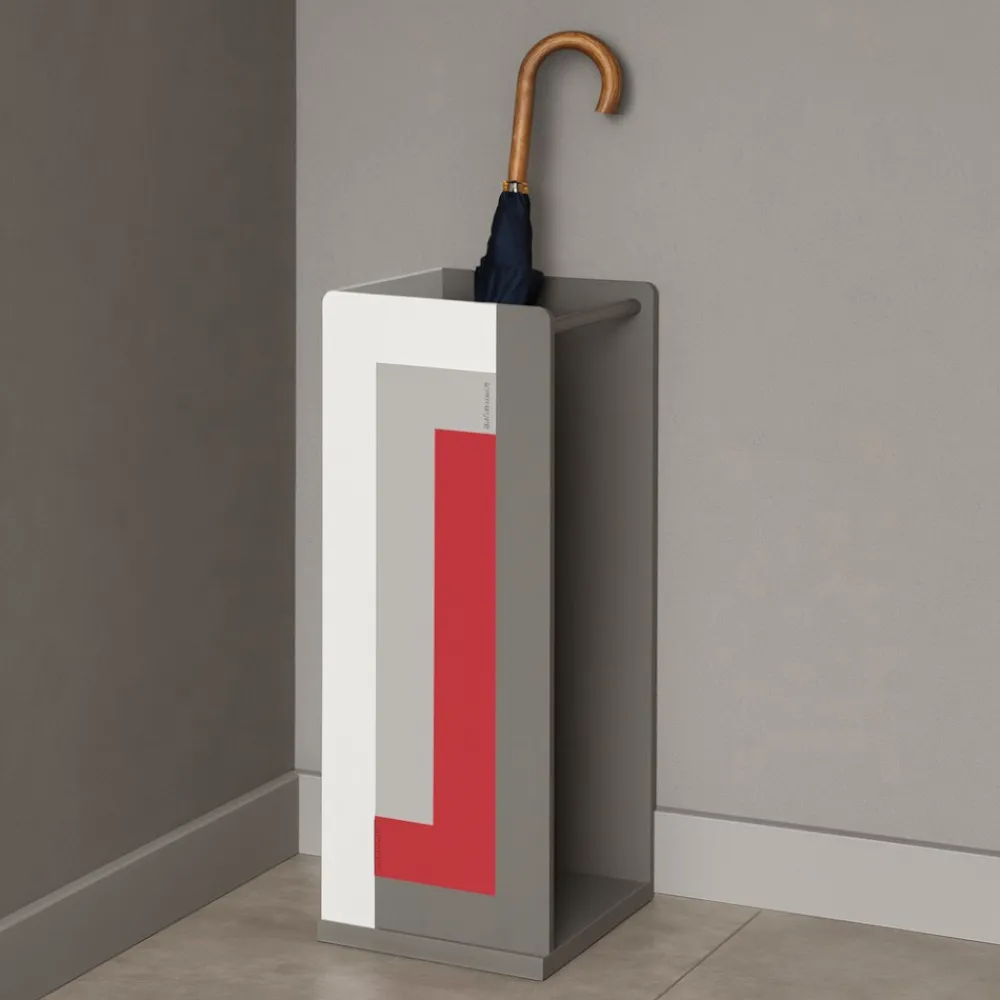 Mobili Ingresso Moderni-Selezionato da Mazzolaluce Stripes portaombrelli moderno rosso rubino grigio