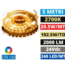 Strisce Led-Ideal Lux Strip led bobina 5mt 19,2w-mt 2700k 24v dc cri90