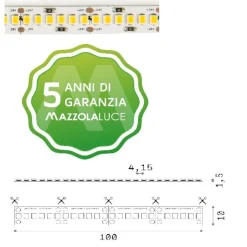 Strisce Led-Ideal Lux Strip led bobina 5mt 19,2w-mt 2700k 24v dc cri90