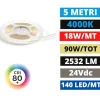 Strisce Led-Gea Luce Striscia led bobina 5 mt 18w-mt 4000k 24v