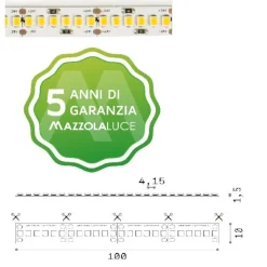 Strisce Led-Ideal Lux Striscia led da esterno 19,2w-mt 4000k cri90 ip65 bobina 5mt
