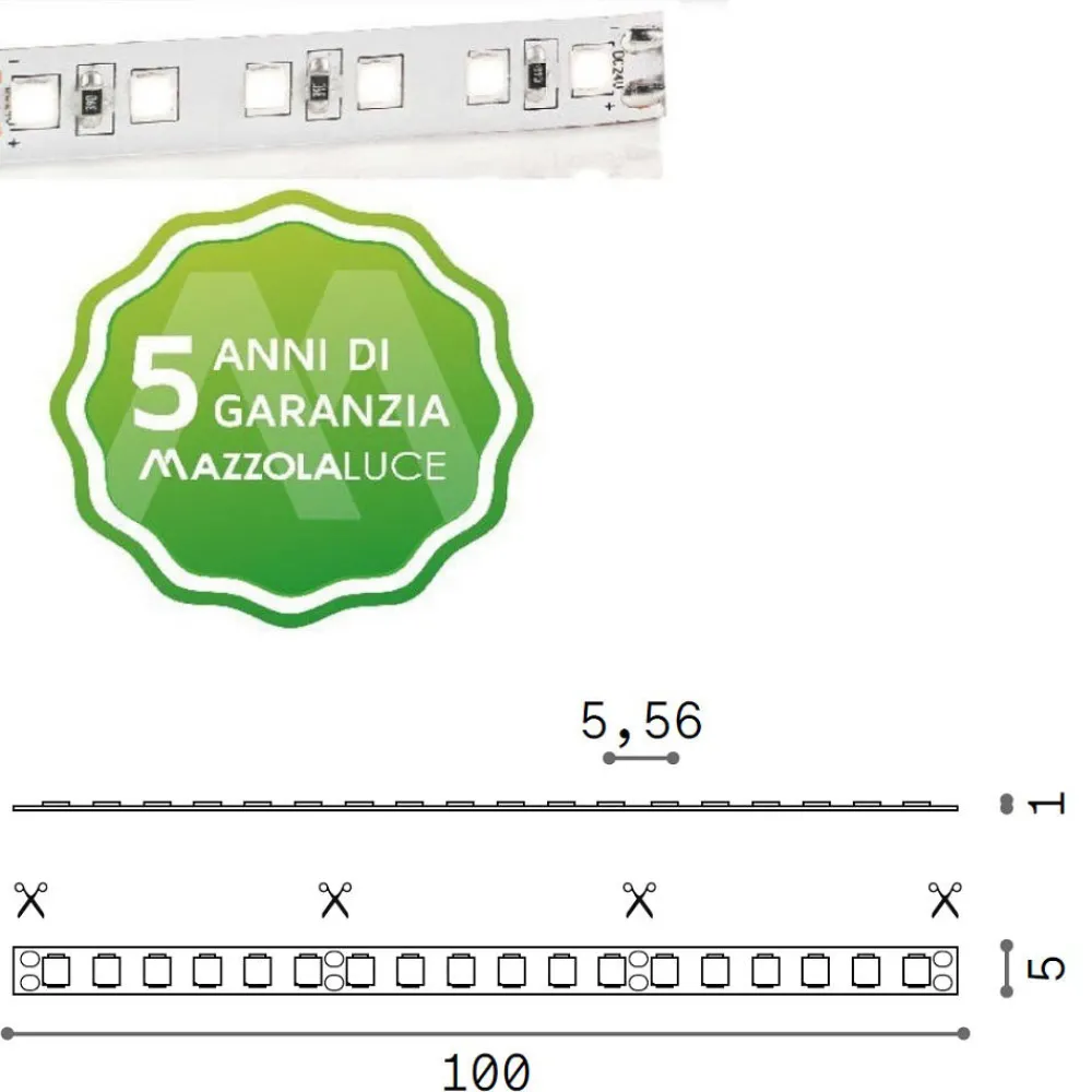 Strisce Led-Ideal Lux Striscia led 15w-mt 3000k 24v cri90 bobina 5mt