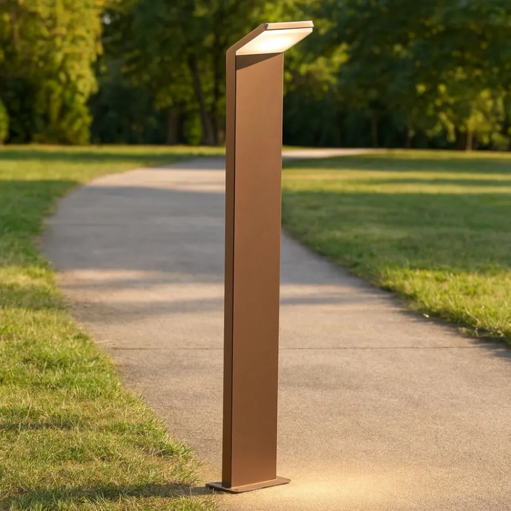 Lampioni Da Giardino-Ideal Lux Style pt h100 paletto da giardino marrone led 4000k