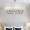 Lampadario Camera Da Letto-Ideal Lux Swan sp3 lampadario stanza da letto tessuto bianco cristallo
