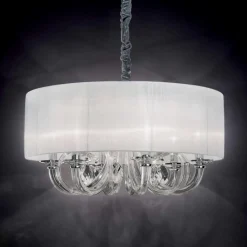 Lampadario Camera Da Letto-Ideal Lux Swan sp3 lampadario stanza da letto tessuto bianco cristallo