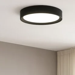 Plafoniere Moderne-Linea Light Tara plafoniera tonda led 3000k nero ip40
