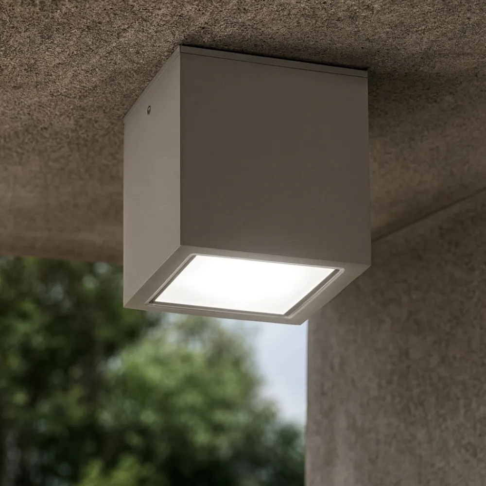 Faretti Da Esterno-Ideal Lux Techo pl1 big faretto a soffitto grigio ip54 da esterno