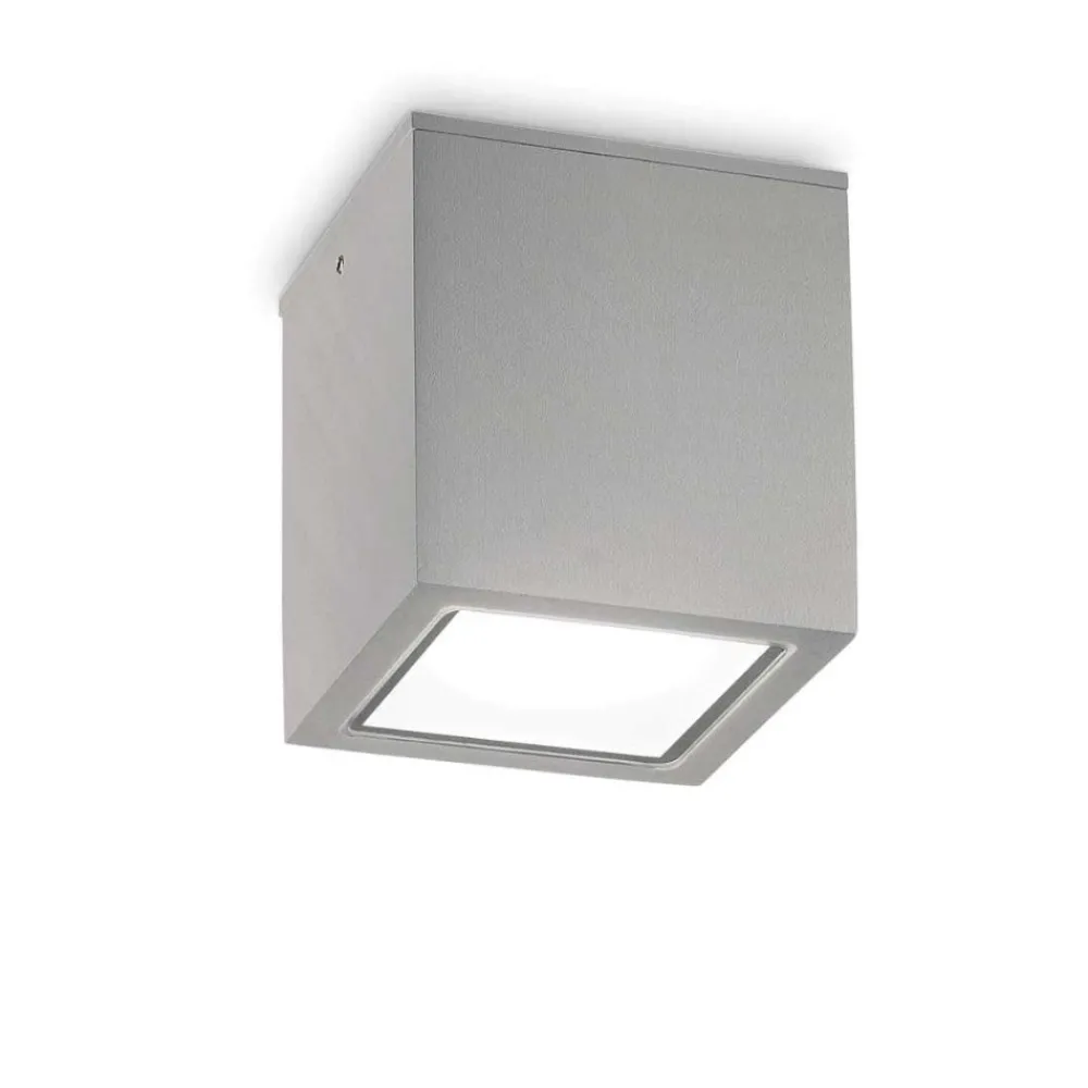 Faretti Da Esterno-Ideal Lux Techo pl1 big faretto a soffitto grigio ip54 da esterno