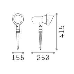 Faretti Da Esterno-Ideal Lux Terra pr1 big faretto con picchetto da esterno marrone orientabile e27 ip65