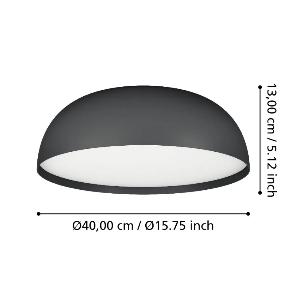 Plafoniere Moderne-Eglo Tollos z plafoniera moderna smart nera led rgb da 2700k a 6500k