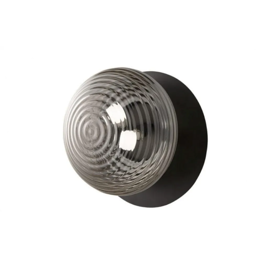 Applique Da Parete-Ondaluce Tondo lampade da parete soffitto nero sfera vetro fume