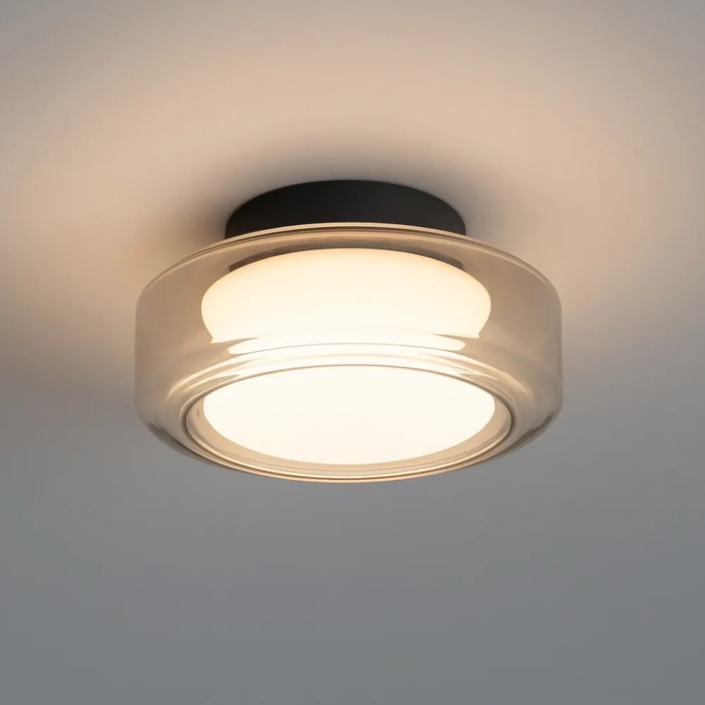 Plafoniere Moderne-Ideal Lux Topico pl d35 plafoniera tonda moderna vetro led 3000k
