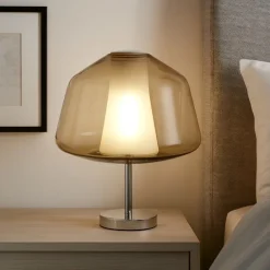 Abat Jour-Top Light Toplight abat-jour da comodino vetro ambra cromo design moderna