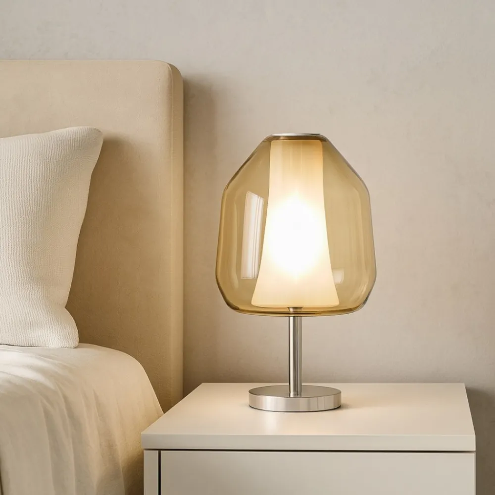 Abat Jour-Top Light abat-jour per camera da letto moderna vetro ambra
