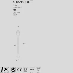 Lampioni Da Giardino-Top Light alba lampione nero per giardino moderno 100cm ip55