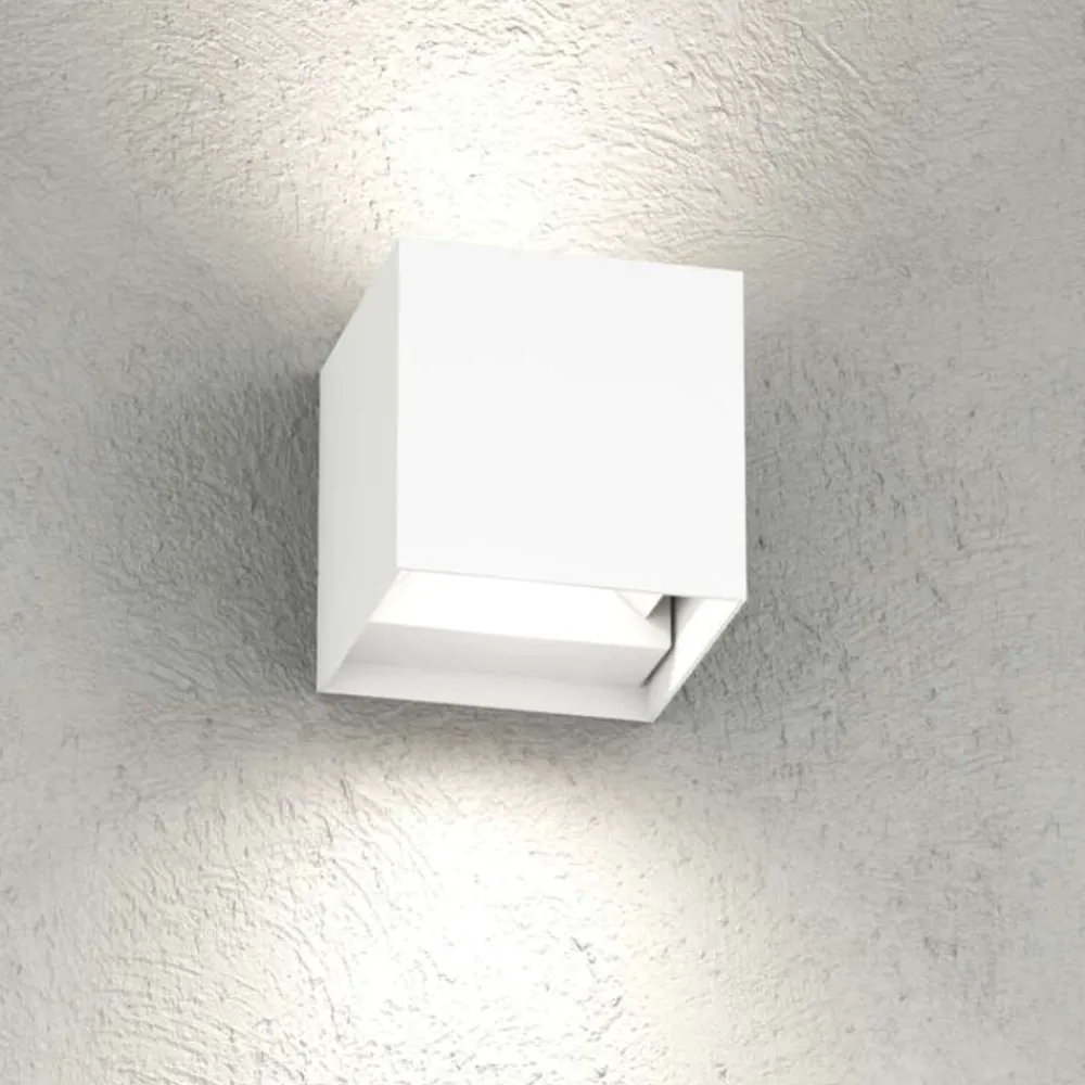 Applique Da Esterno-Top Light applique cubo da parete per esterno perth bianco led cct